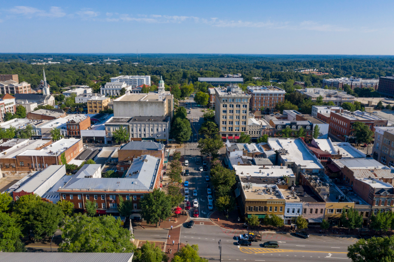 Aerial view of downtown Athens