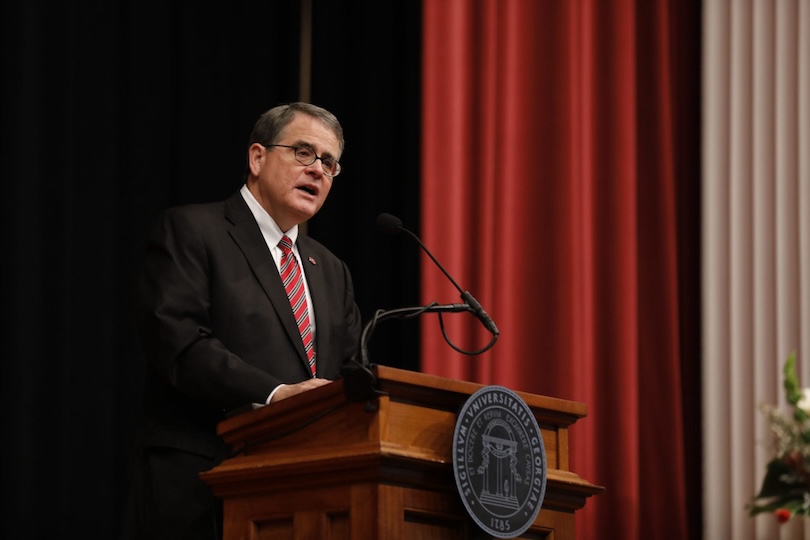 UGA President Jere W. Morehead delivers the 2020 State of the University address in the Chapel. (Photo by Andrew Davis Tucker/UGA)