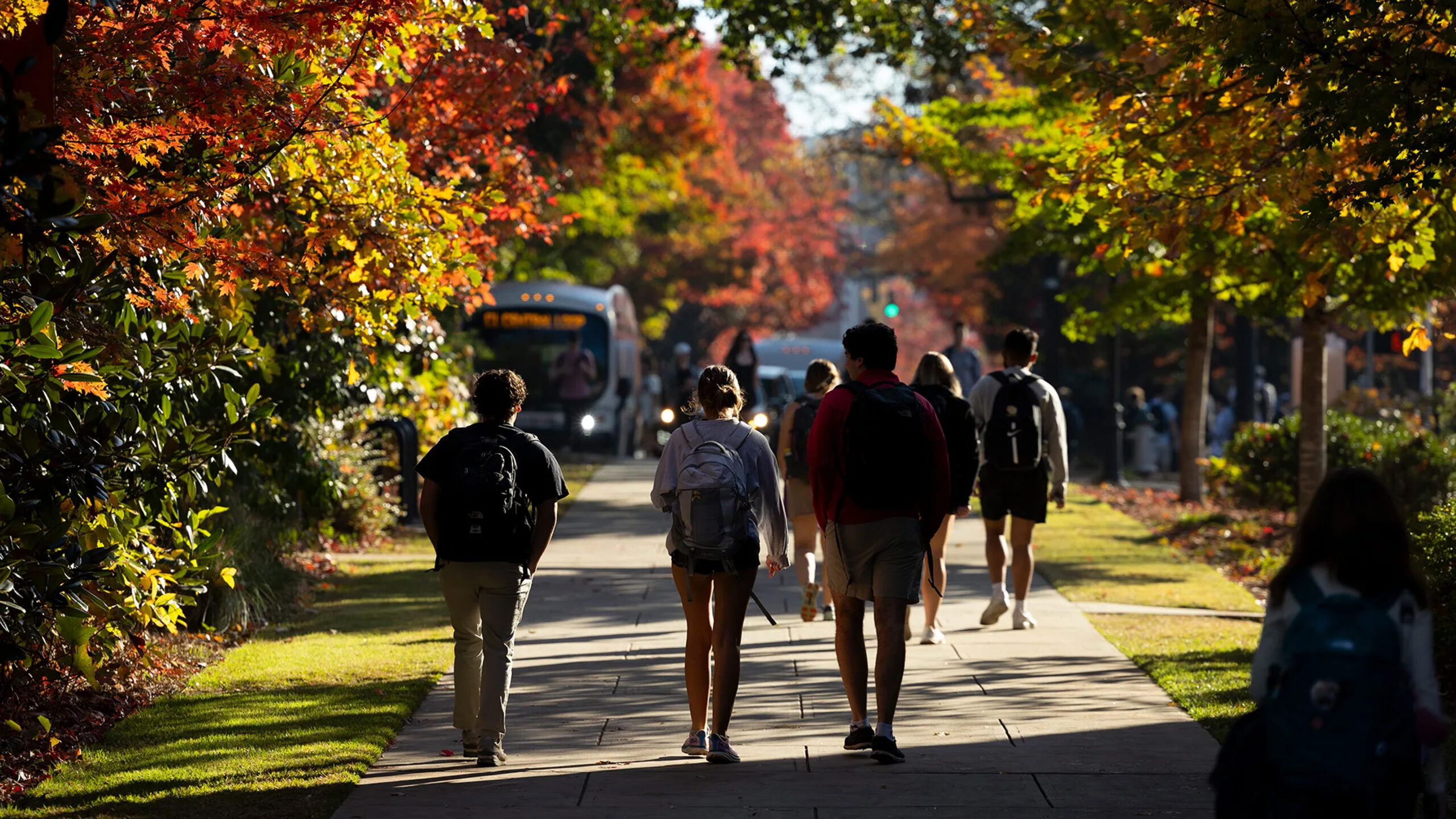 Students walking on campus