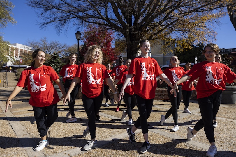 Dancers from the Young Choreographer’s Series perform in Tate Student Plaza during the Spotlight on the Arts. (Photo by Chamberlain Smith/UGA)