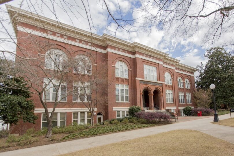 Building exterior of Terrell Hall during a sunny winter day.